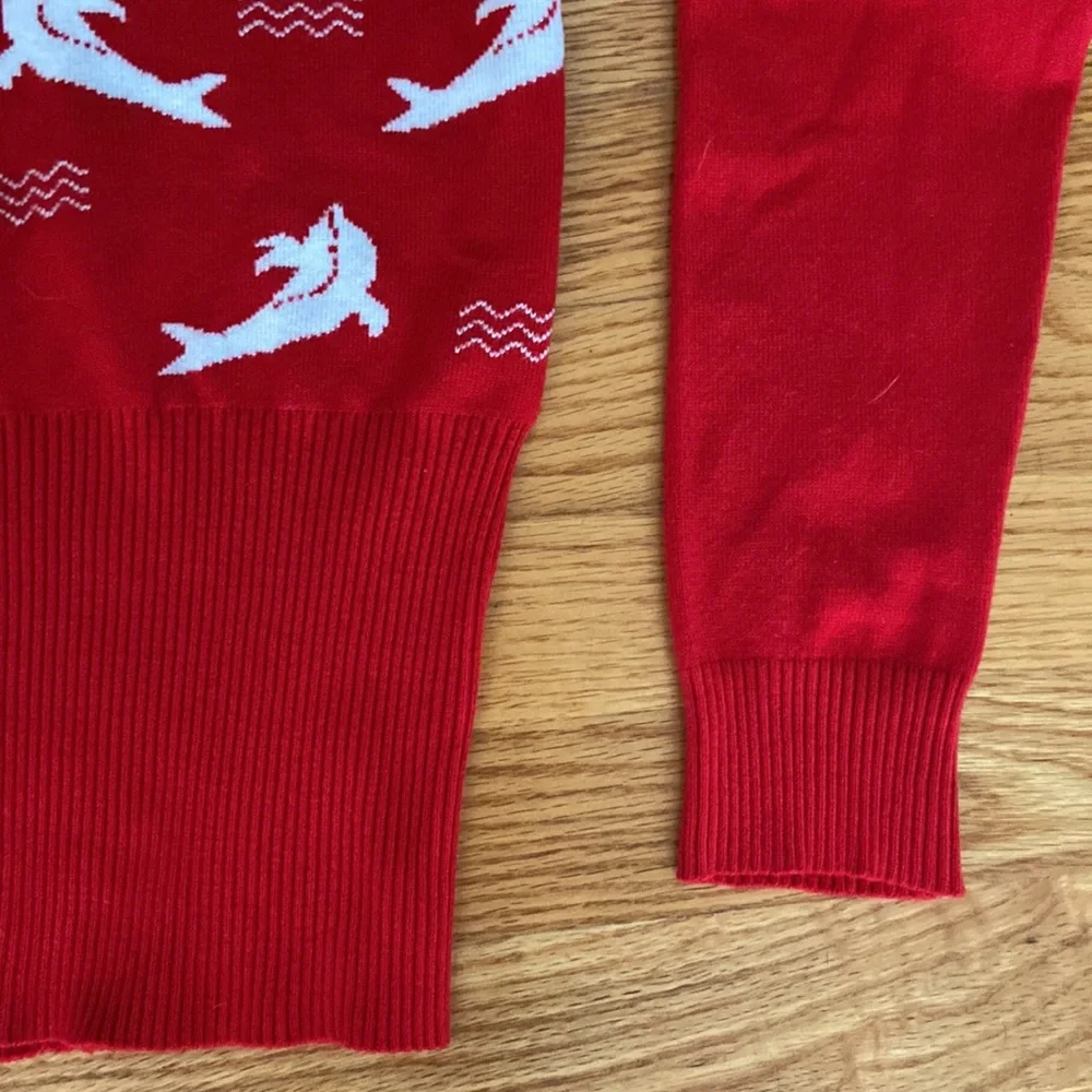 Red Dolphin Zip-Up Hoodie Sweater